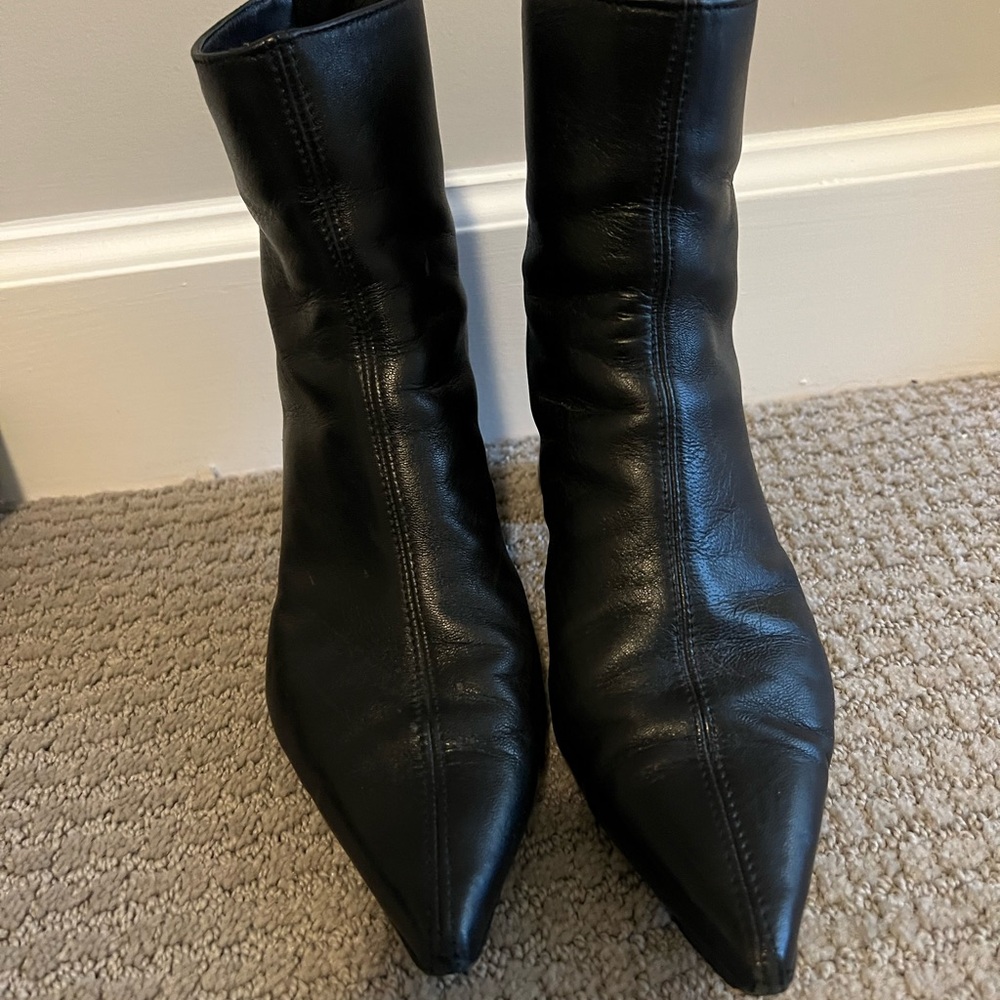 Agl Black Leather Ankle Booties with Sleek Design